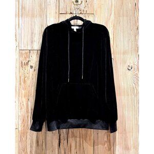 Silence + Noise Black Velvet Womens Hoodie Pullover Sweatshirt Medium Urban Outf